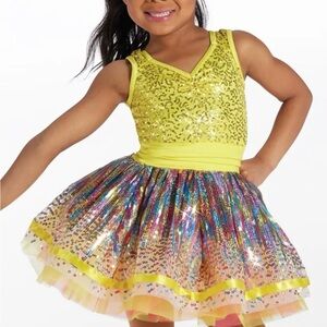 Weissman Yellow and Rainbow Sequin Kids Costume